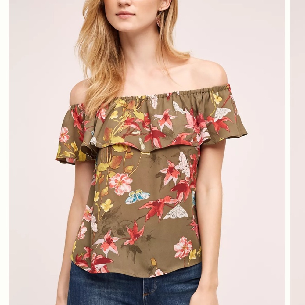 Maeve Vallita Off-The-Shoulder Blouse Floral